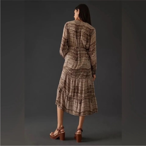 NWT Anthropologie Cloth & Stone Striped Dye Wrap Midi Dress XXS - Picture 2 of 10